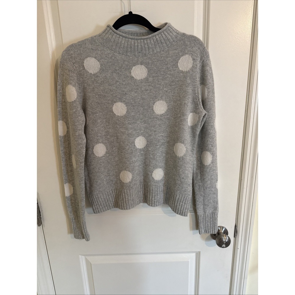 J. Crew Always Gray & White Polka Dot Rollneck Sweater Size M